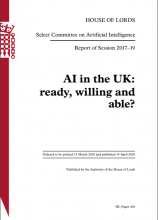 AI in the UK: ready, willing and able?: Report of Session 2017–19